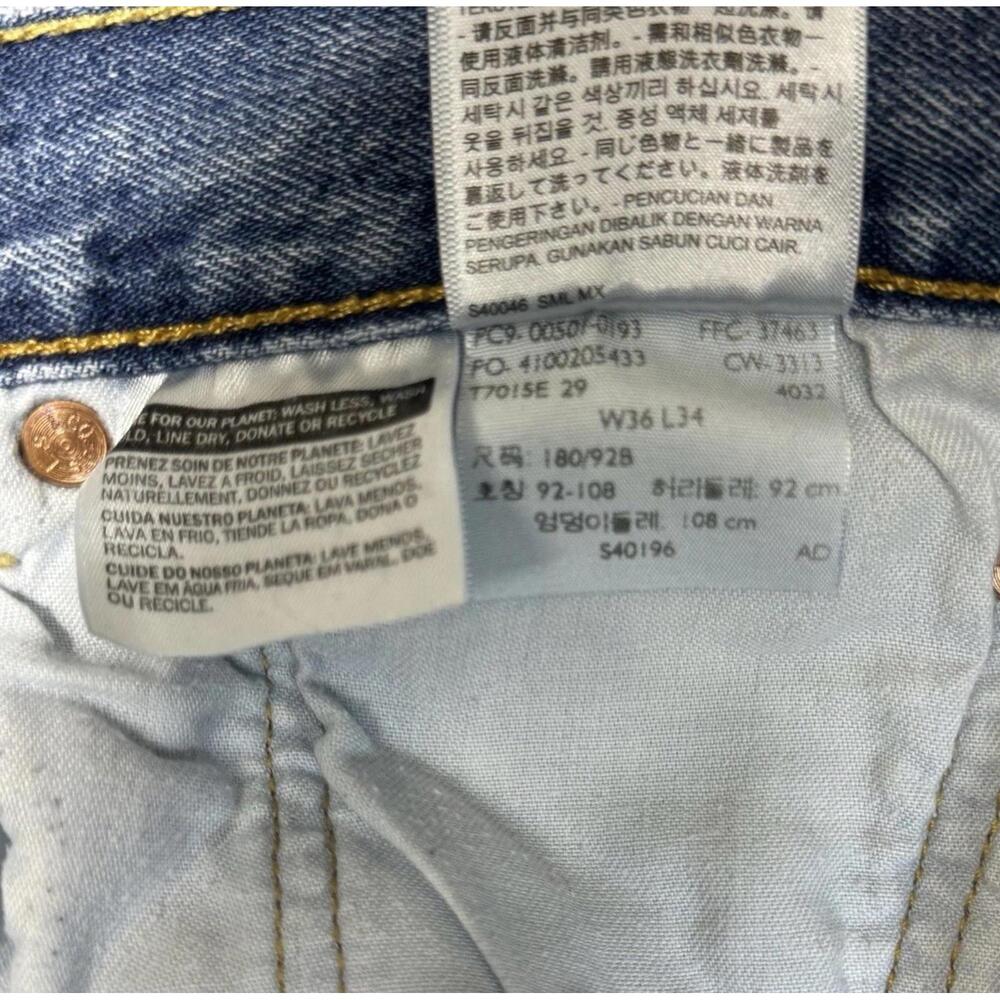 Levi's 501 XX Jeans Mens 36x34 Distressed Blue Denim Straight Leg Button Fly - Picture 13 of 13